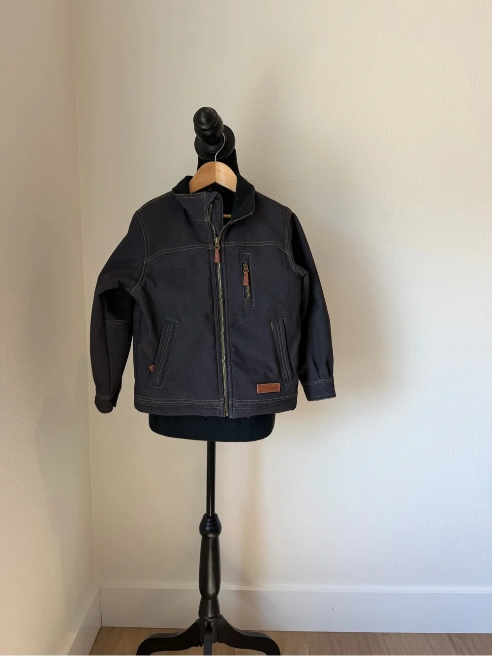 Boys Rafter Cowboy Collection Dark Brown Zip-Front Jacket XS